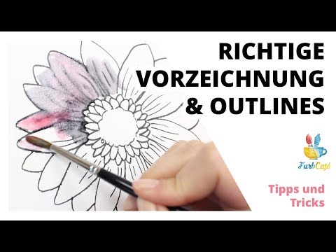 Wie mache ich Vorzeichnungen unsichtbar und Outlines, die nicht verschwimmen? • Aquarell| FarbCafé