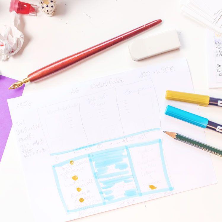 Die ersten Skizzen auf dem Papier beinhalten alle wichtigen Informationen