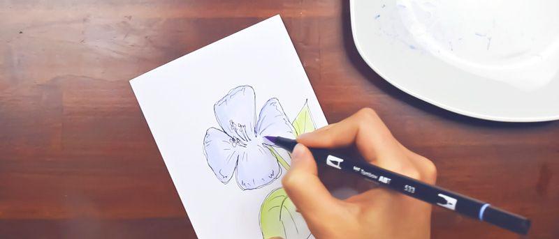 Direkt mit dem Tombow in die Fläche gehen.