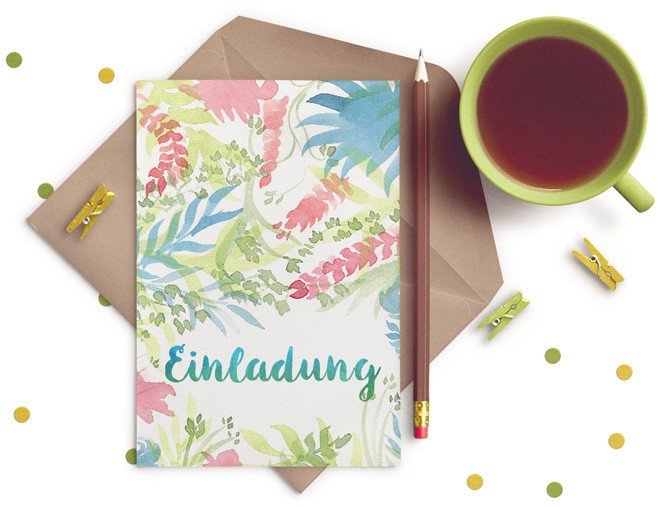 Florale Illustration auf Einladungskarte