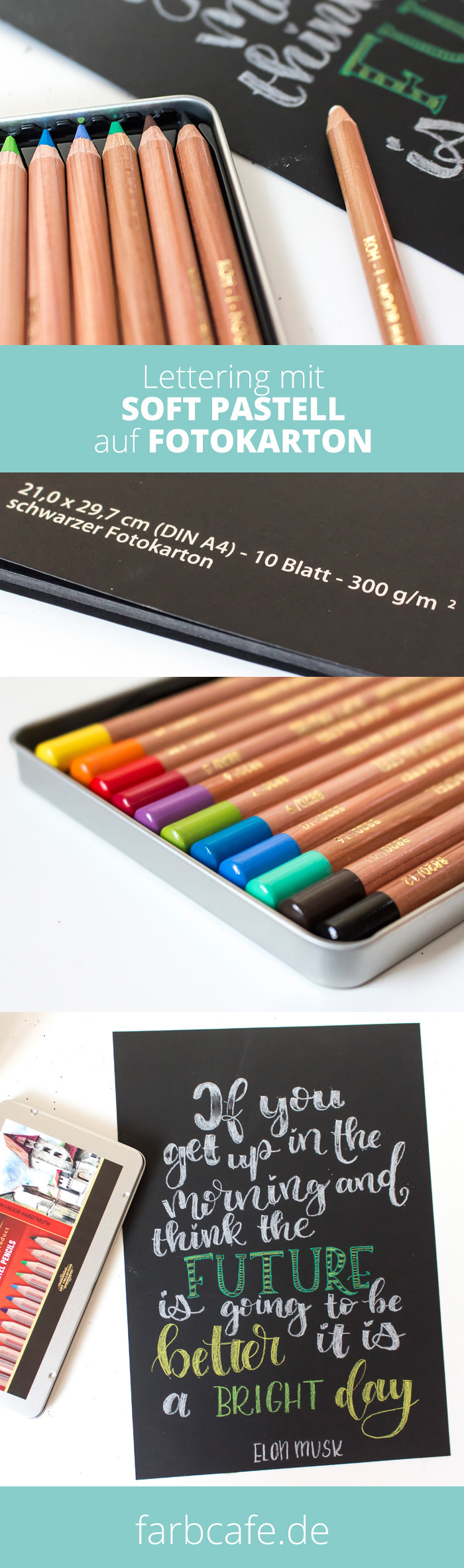 Lettering mit Soft Pastell Stiften auf FotoKarton