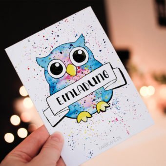 Galaxy Eule Einladung - Postkarte