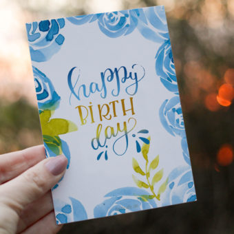 Happy Birthday - Lettering Postkarte