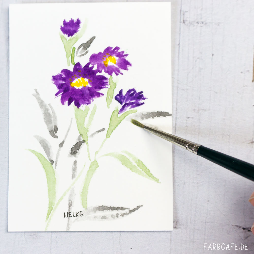Nelke: Chinesische Tuschmalerei auf ACEO