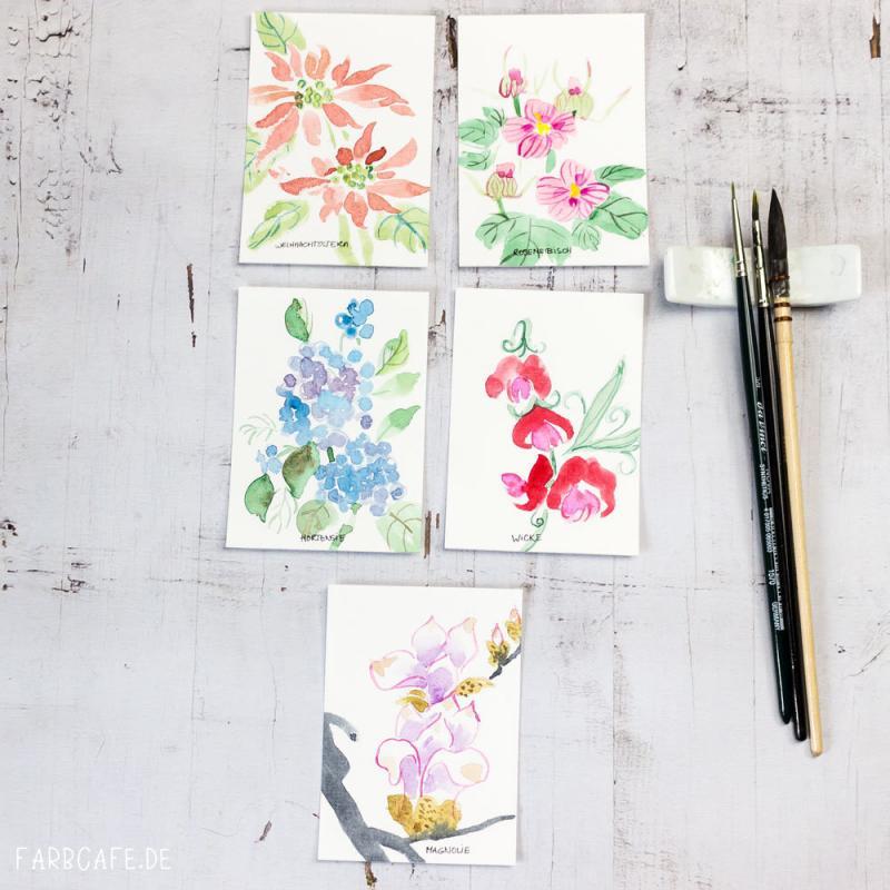 Blüten in chinesischer Tuschmalerei [Inktober 2017] #Cheatober