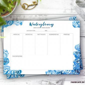 A5 Wochenplaner BlueRoses personalisierbar
