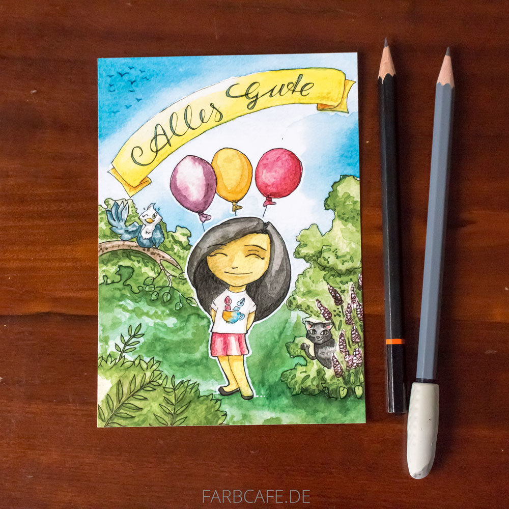"Alles Gute" Postkarte für Glückwünsche und Geburtstage