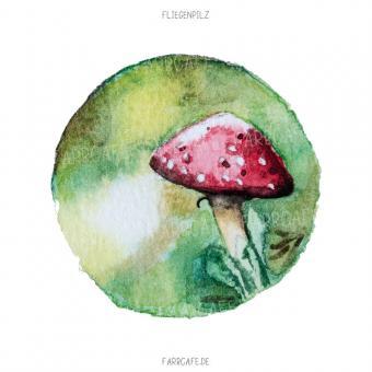 Fliegenpilz Miniatur Aquarell als Print
