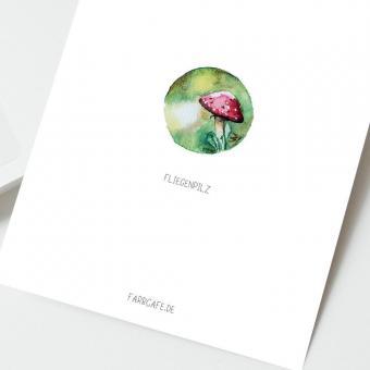 Fliegenpilz Miniatur Aquarell als Print