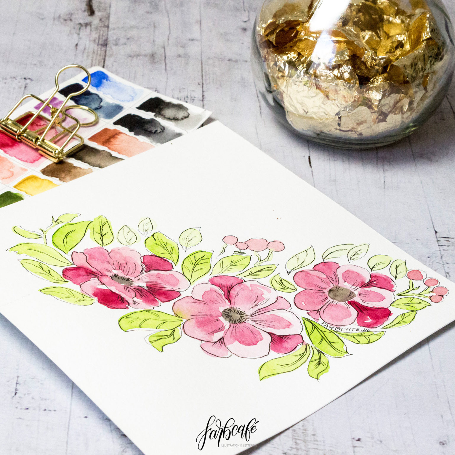 Aquarell Blumen abstrakte Kirschblüte